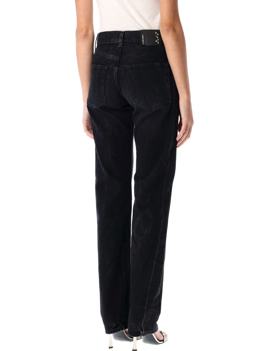 Haikure Womens New Bassano Black Bonnie Logo Leather-patch Wide-leg High-rise Denim Jeans In Black