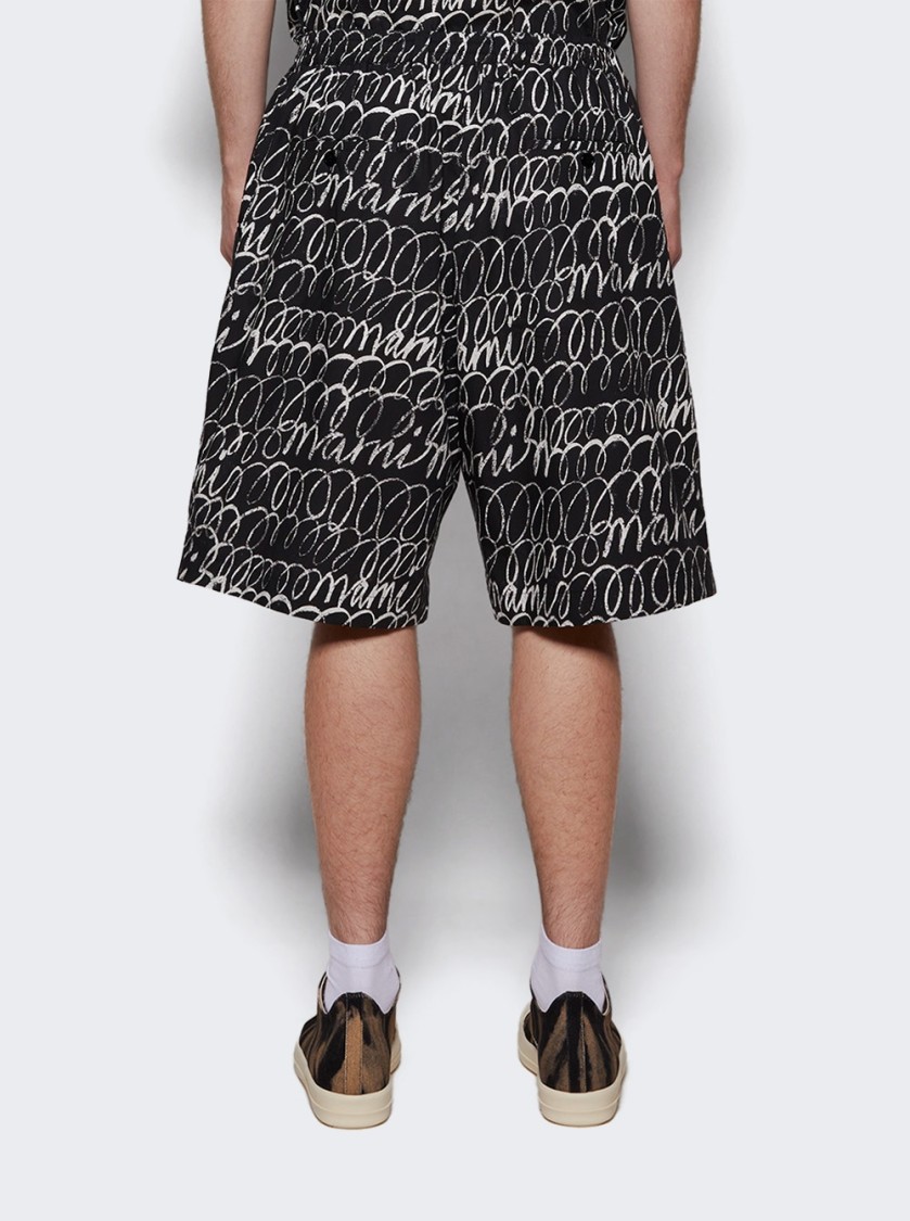 MARNI MARNI POPLIN DRAWSTRING SCRIBBLE SHORTS