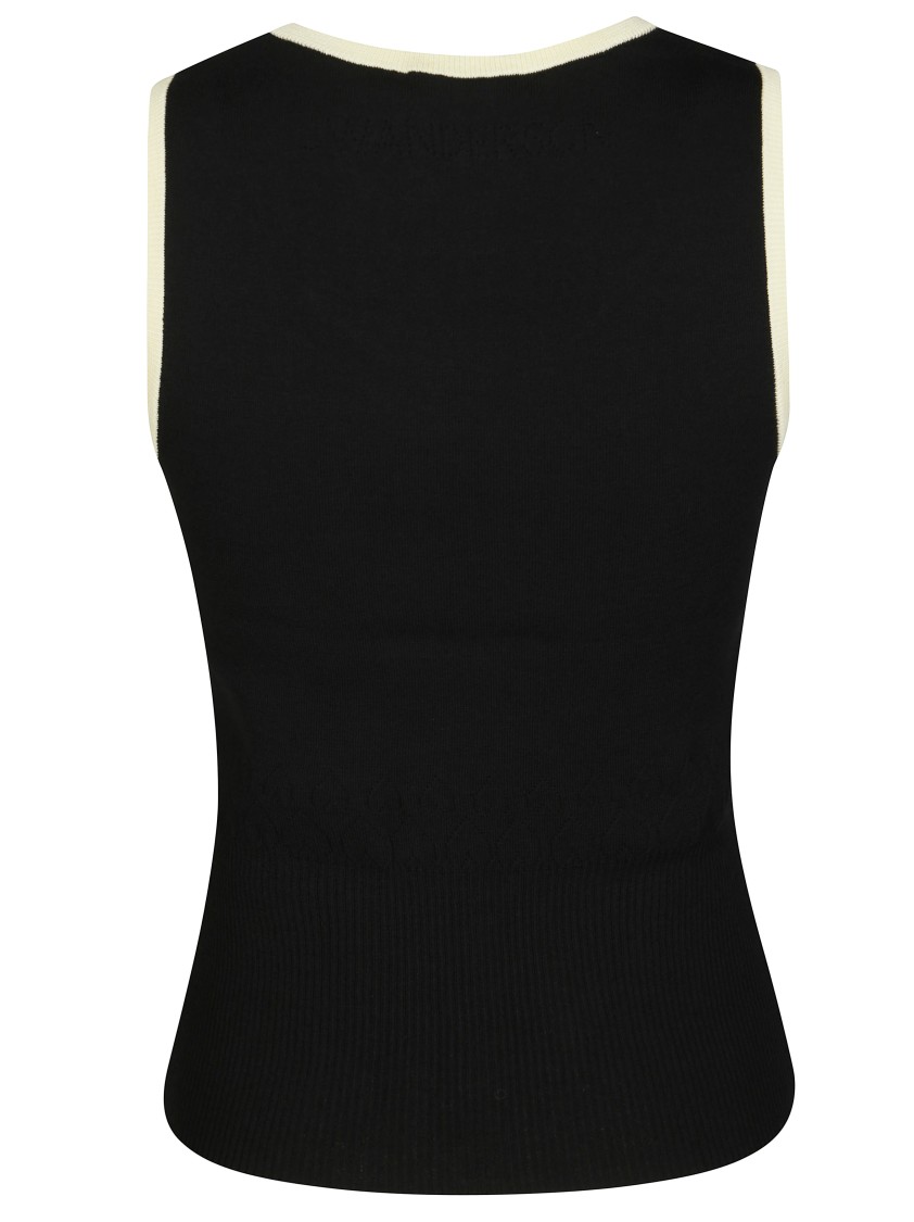 Jw Anderson J. W. Anderson Fitted Black Ribbed Vest With Contrasting Trim In Black