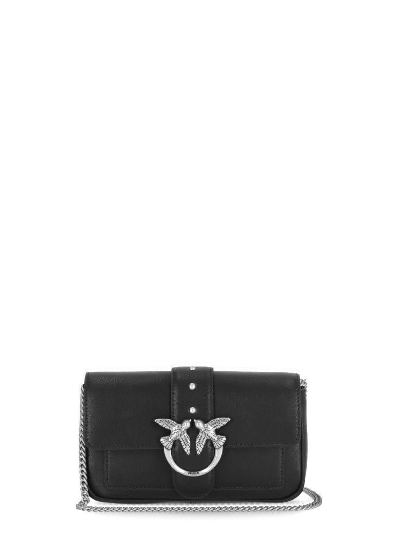 Pinko Black Leather Shoulder Bag In Black