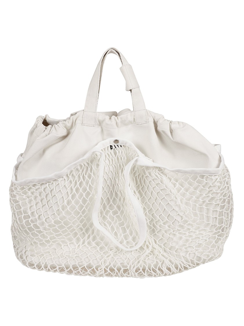 Balenciaga Soft Fabric And Mesh Drawstring Bag