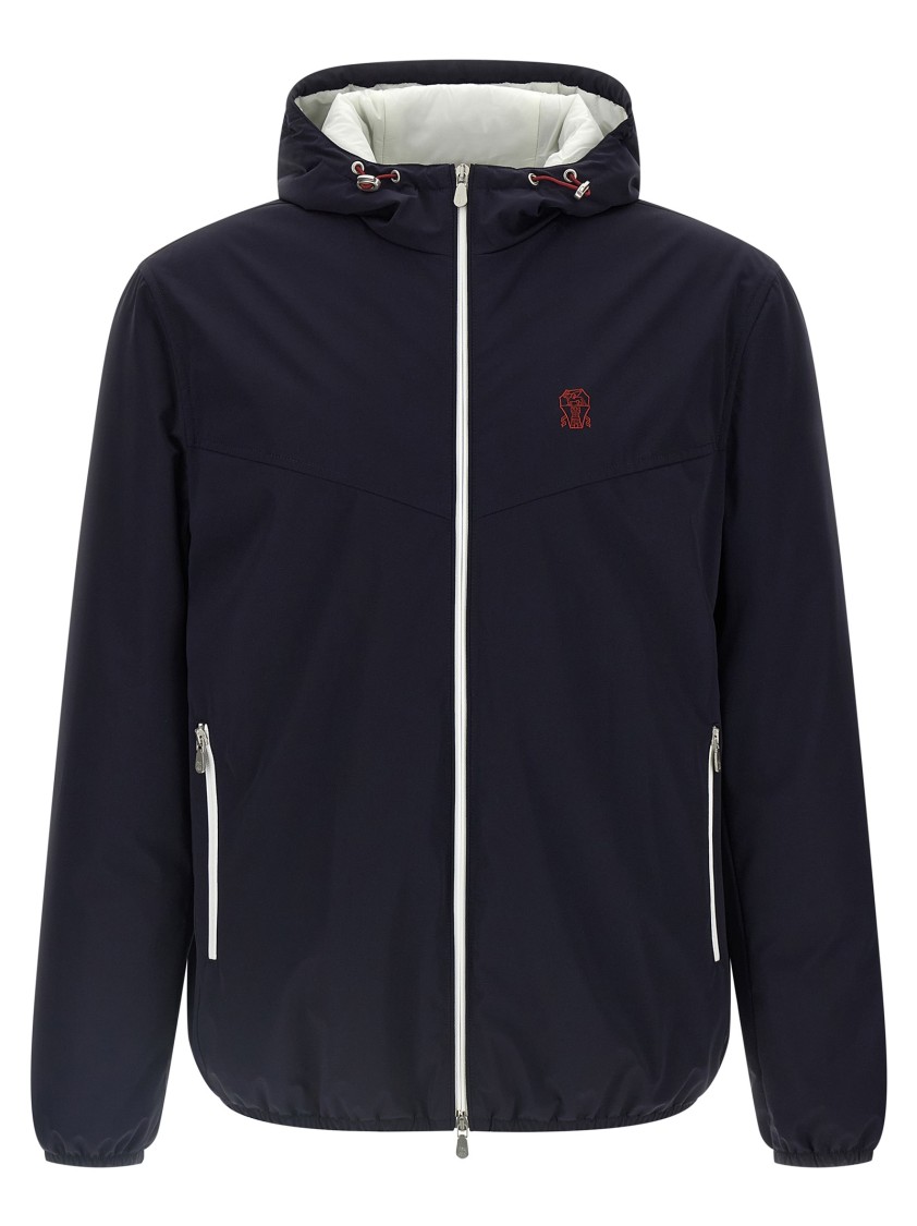 Brunello Cucinelli Waterproof Hooded Jacket In Blue