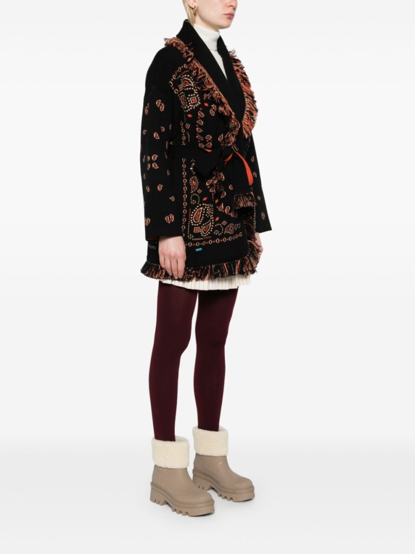 Alanui Intricately Patterned Black Cashmere Sweater In Multi