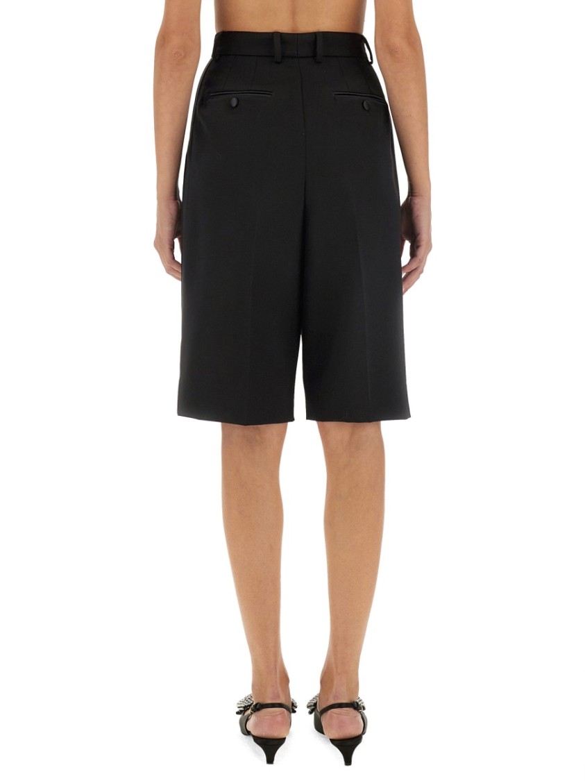 Dolce & Gabbana Tuxedo Knee-length Bermuda Shorts With Side Stripes In Black