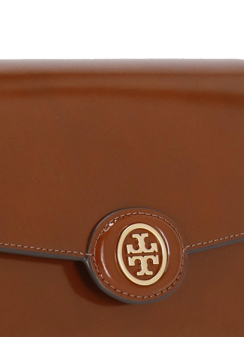 Tory Burch Shoulder Bag With Adjustable Strap And Smooth Finish In Brown