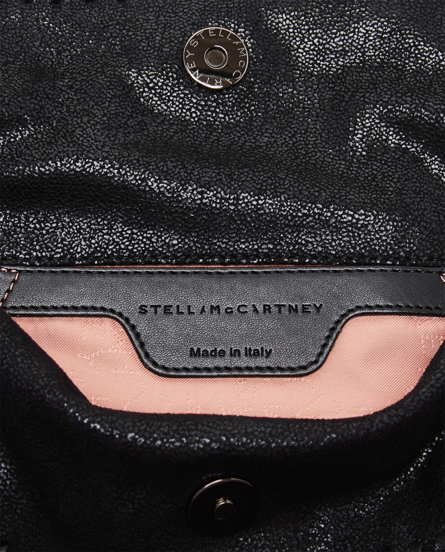 Stella Mccartney Mini Tote With Metal Chain Edging And Detachable Shoulder Strap In Black