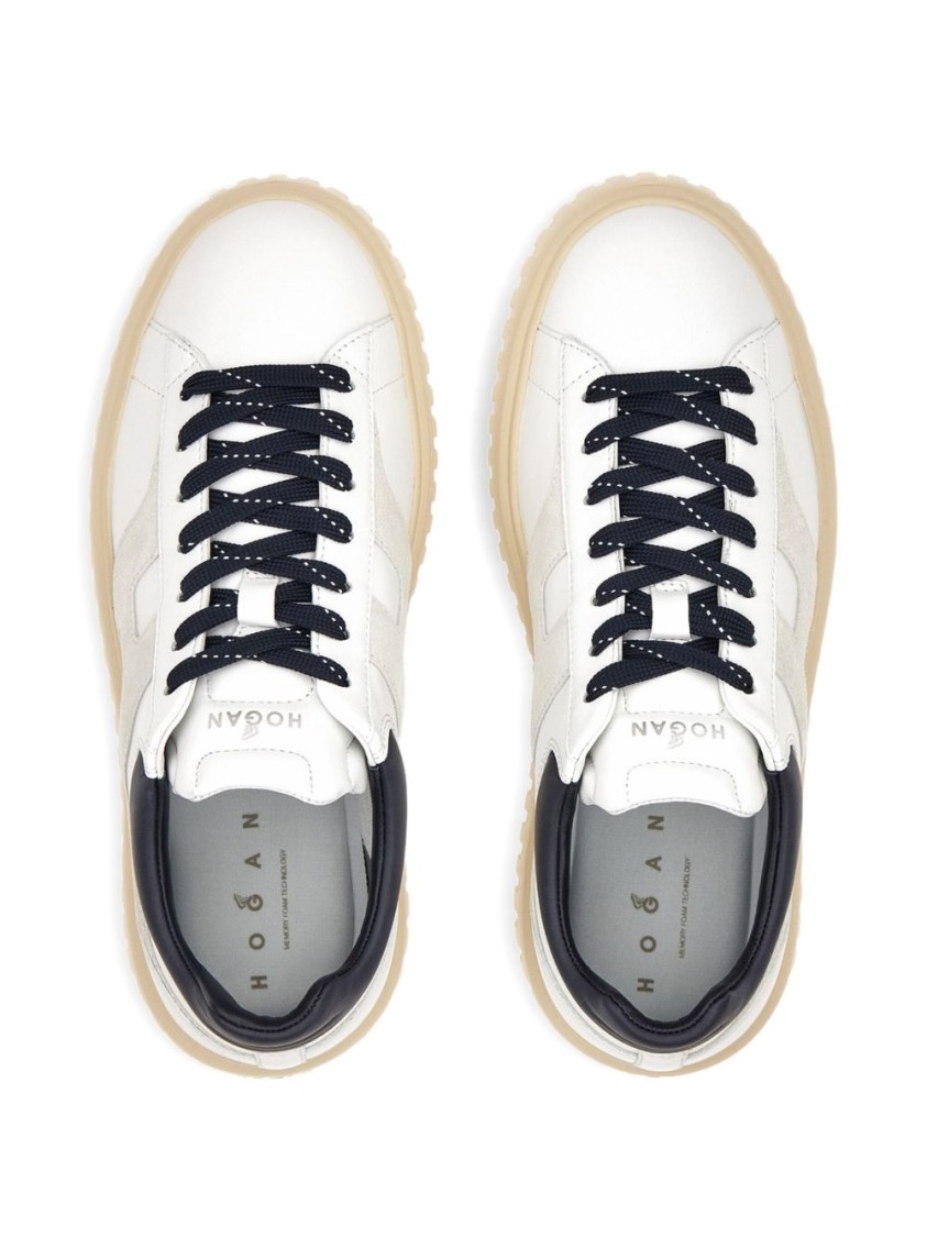 Hogan Lace-Up White Sneakers With Logo Patch | THE LIST