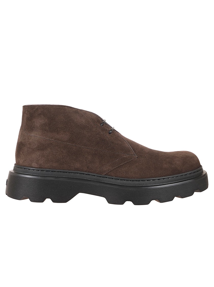 Tod's Brown Suede Casual Shoes With Rubber Sole In Black