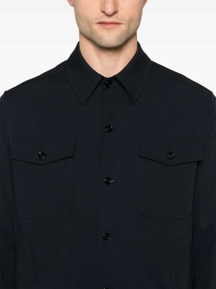 Lardini Black Jacket With Button-up Front And Tailored Cuffs