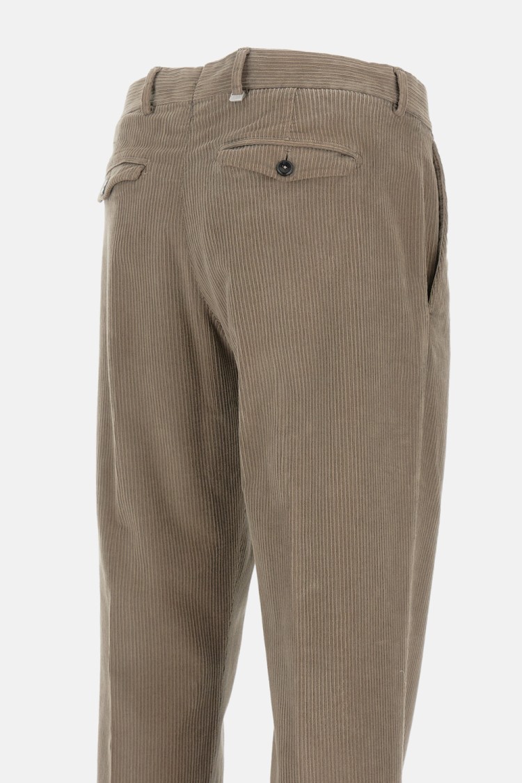 Pt01 Wide Ribbed Velvet Trousers In Gray