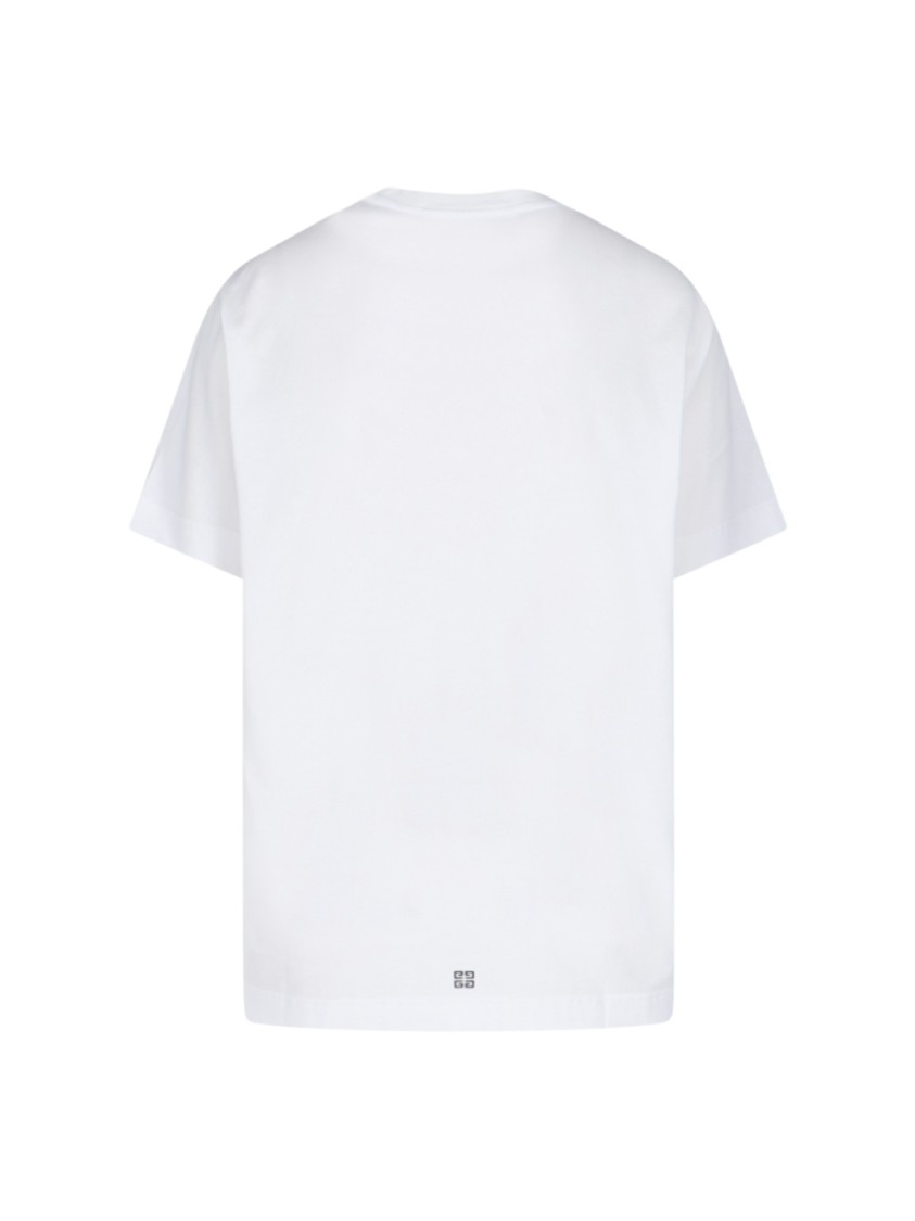 Givenchy White Crewneck T-shirt With Logo Print In Cotton Man