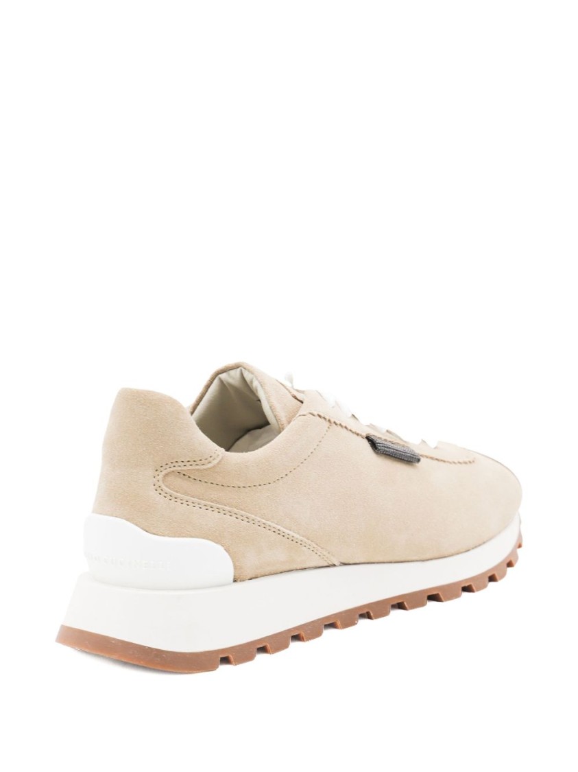Brunello Cucinelli Suede Flat Shoes In Neutral