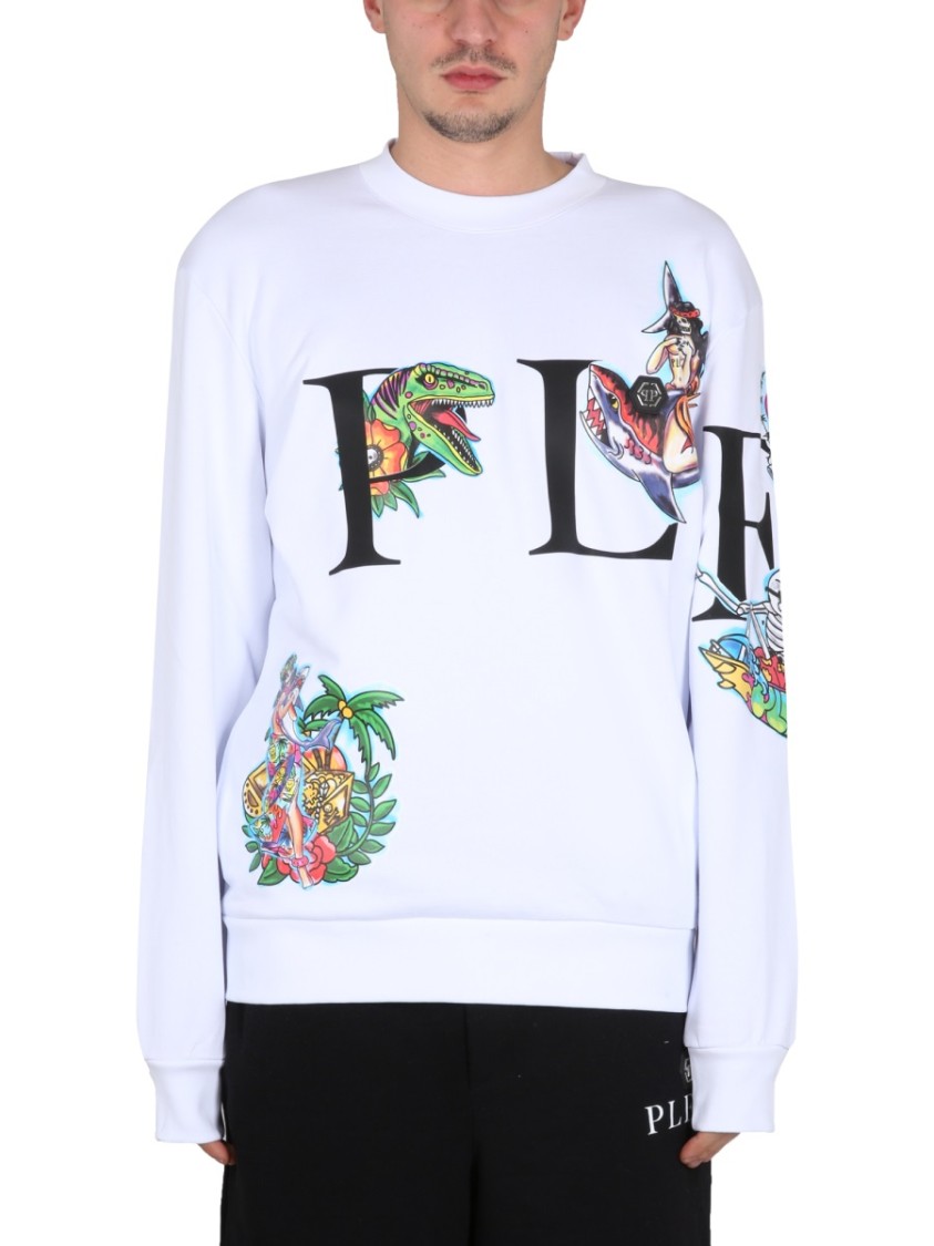 Philipp Plein Graphic Print Crewneck Sweatshirt With Long Sleeves