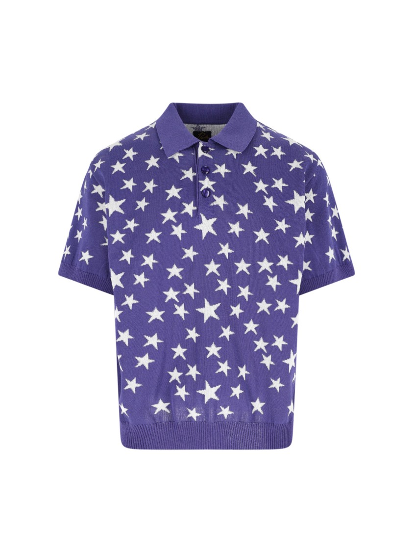 NEEDLES NEEDLES STAR KNIT POLO – PURPLE