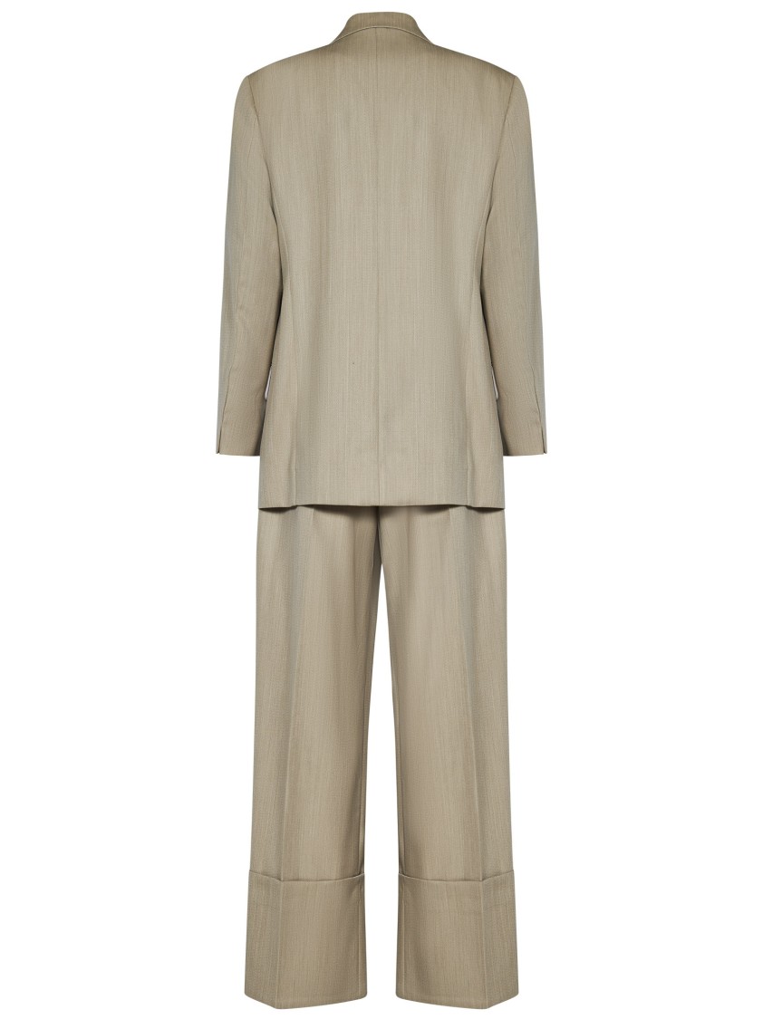 VICTORIA BECKHAM VICTORIA BECKHAM BELTED TAILORED BEIGE DRESS IN VIRGIN WOOL