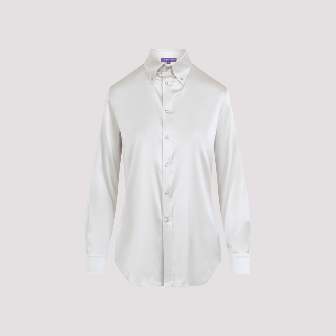 Polo Ralph Lauren Mist White Mulberry Silk Cameron Long Sleeves Button Front Shirt In White