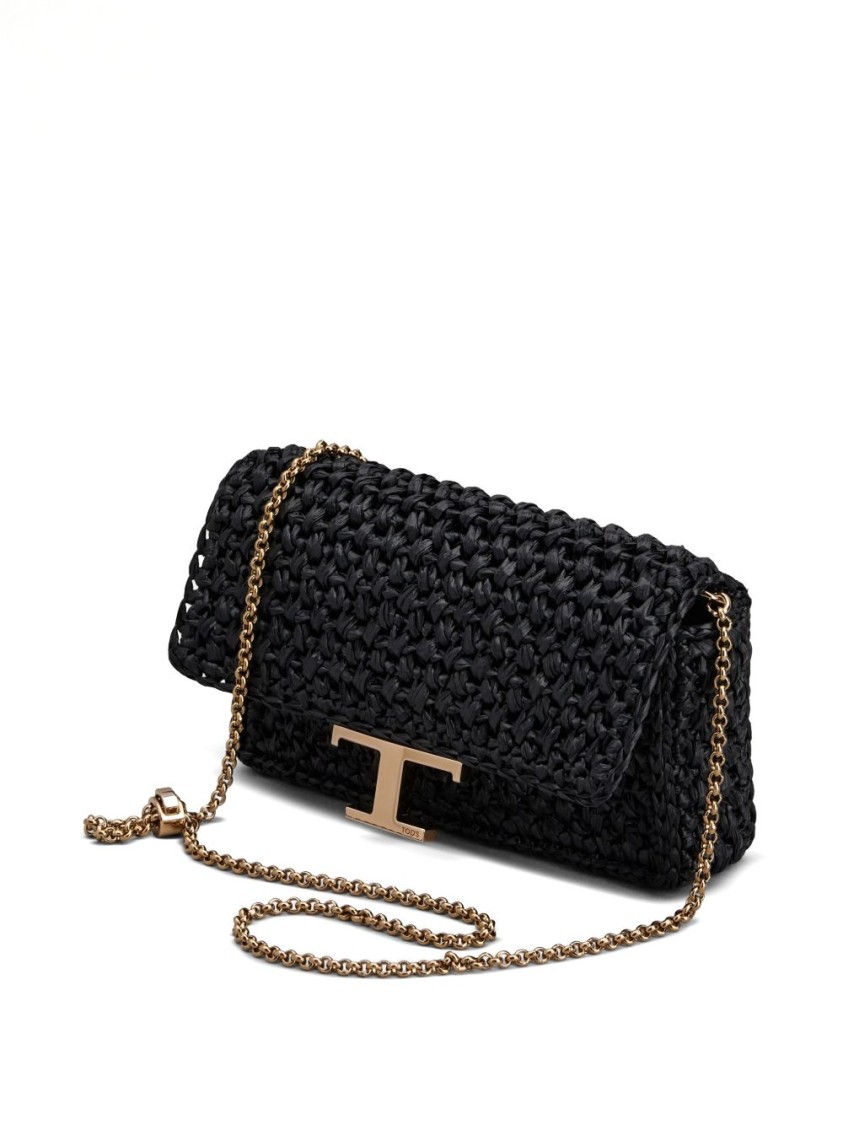 Tod's Black Woven Texture Shoulder Bag