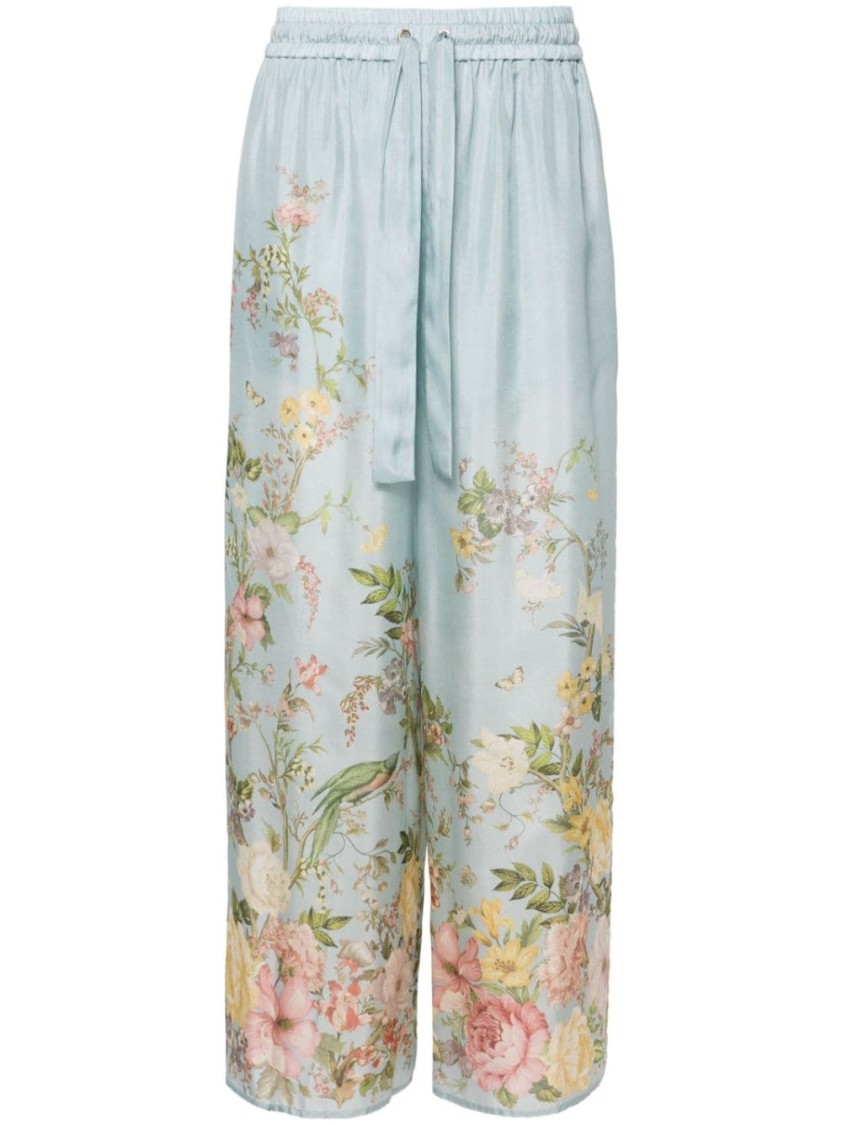 Shop Zimmermann Light Blue Wide-leg Pants