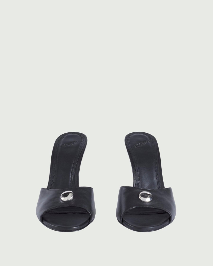Coperni Open-toe Black Lamb Leather Mules In Black