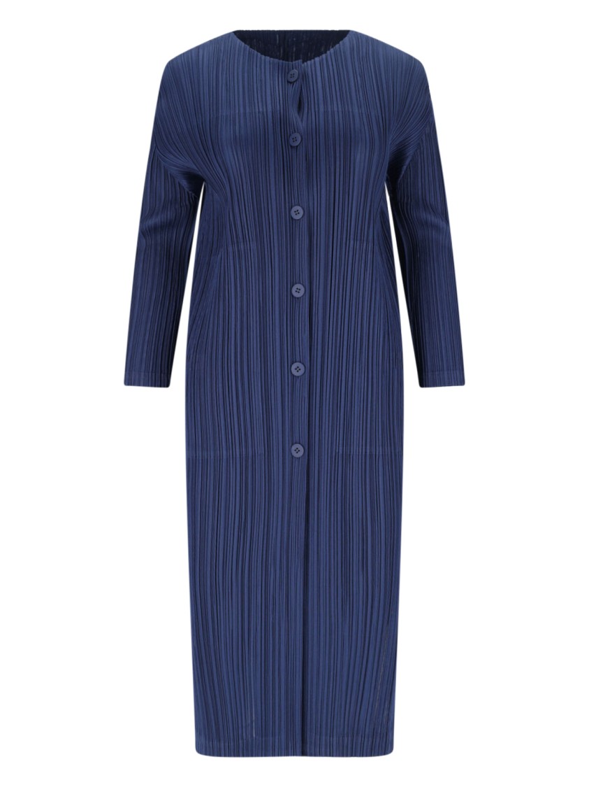 Shop Pleats Please "february" Pleated Coat – Blue