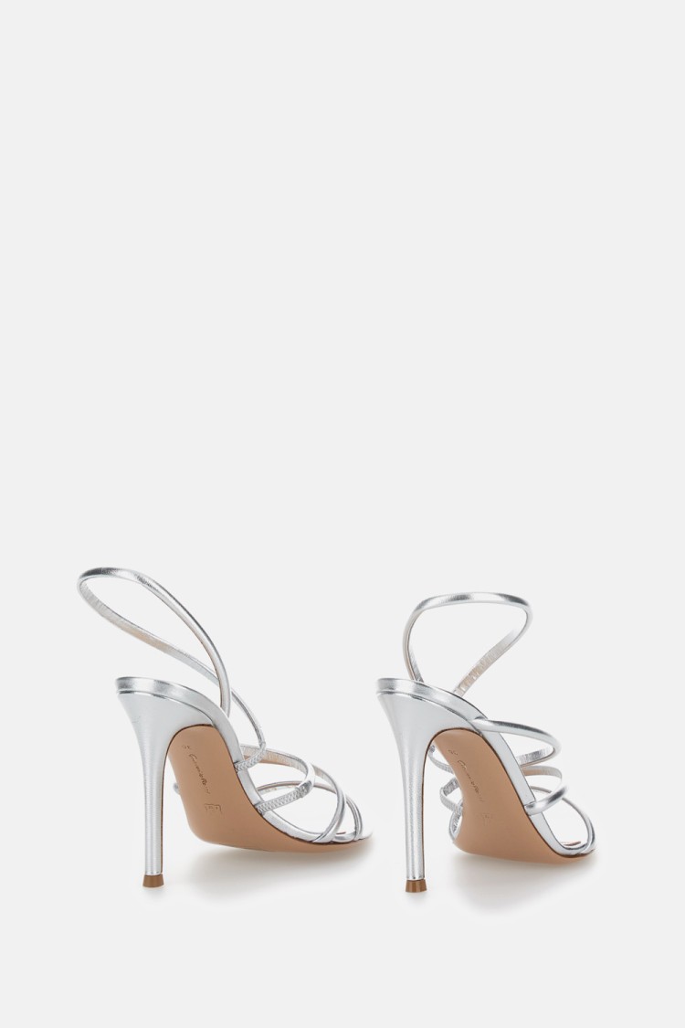 Gianvito Rossi Ettie 105 Stiletto Heel In Silk Silver In Metallic