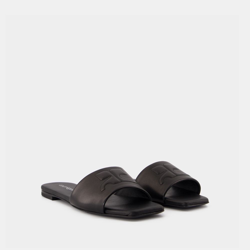 Shop Courrèges Heritage Shadow Sandals - Leather - Black