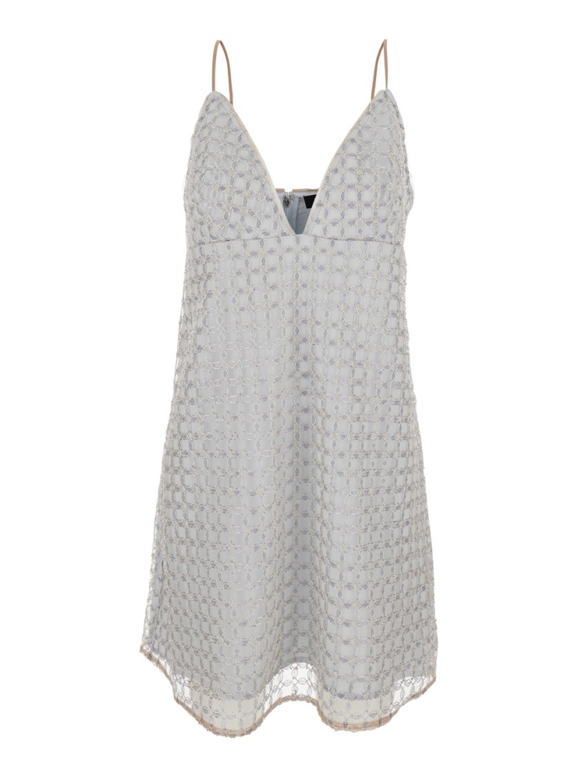 ROTATE BIRGER CHRISTENSEN ROTATE V NECK GREY MINI DRESS