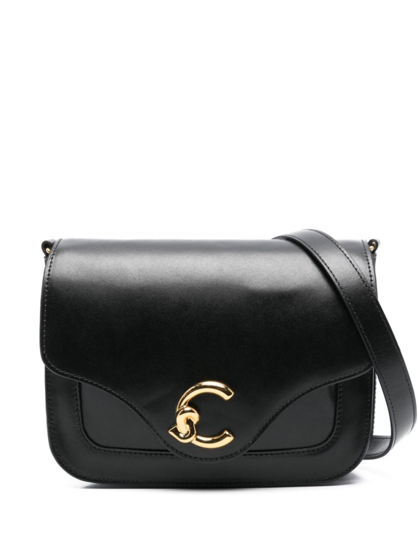 Coccinelle Structured Black Vitello Leather Shoulder Bag