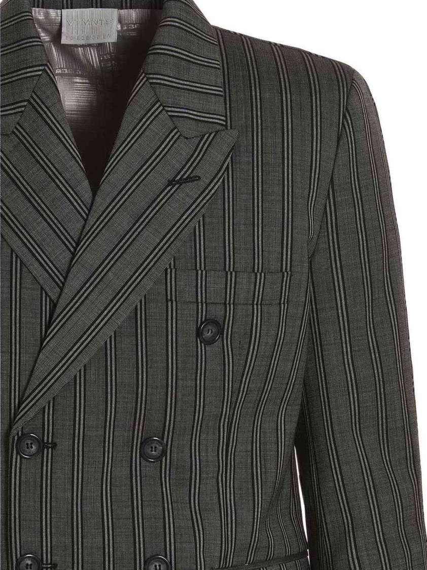 Vtmnts Tonal Double Breasted Tailored Blazer Black In Black