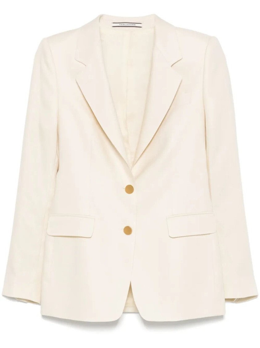 Tagliatore Tailored Linen Blazer With Notch Lapel In Neutral
