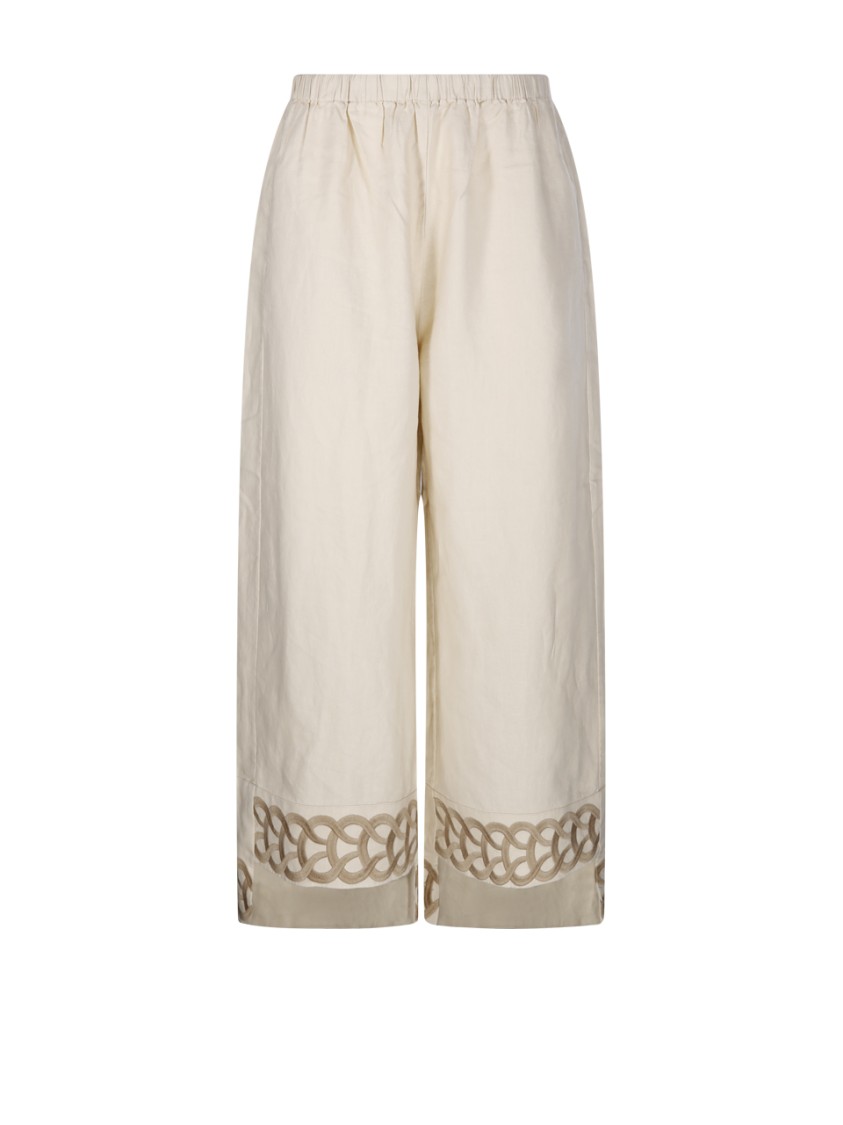 By Malene Birger Elastic Waistband Wide Leg Trousers In Neutrals