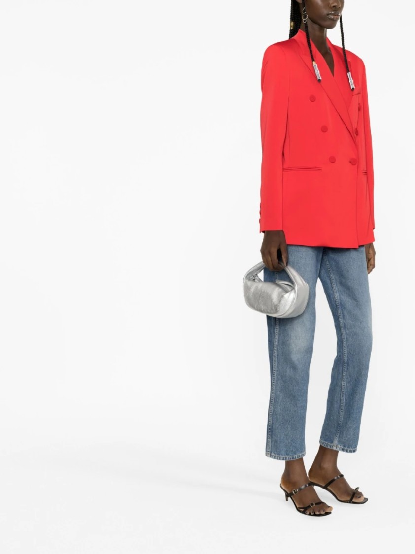 Pinko Double-breasted Tailored Jacket With Sharp Lapels In Red