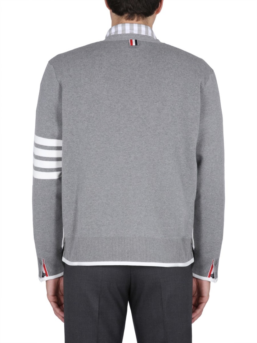 Thom Browne 4-bar Stripe Mini Cardigan In Grey