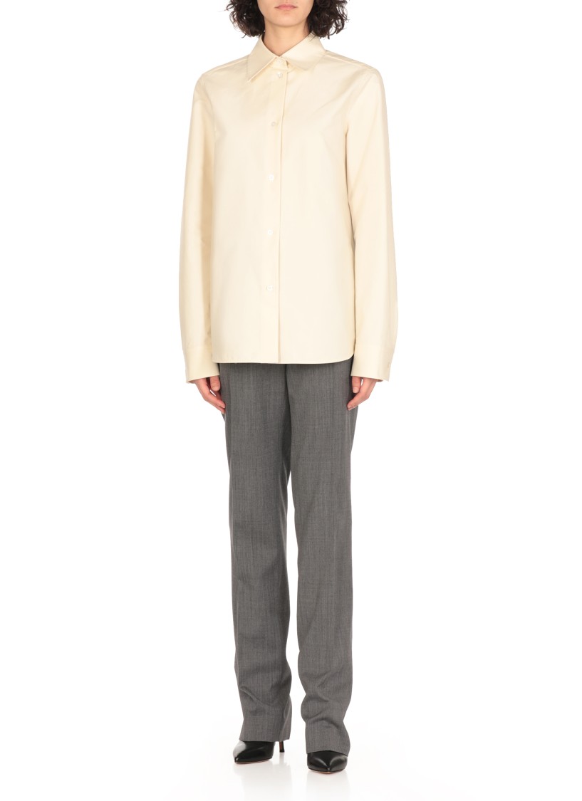 Jil Sander Silk And Viscose Rayon Shirt In Neutrals