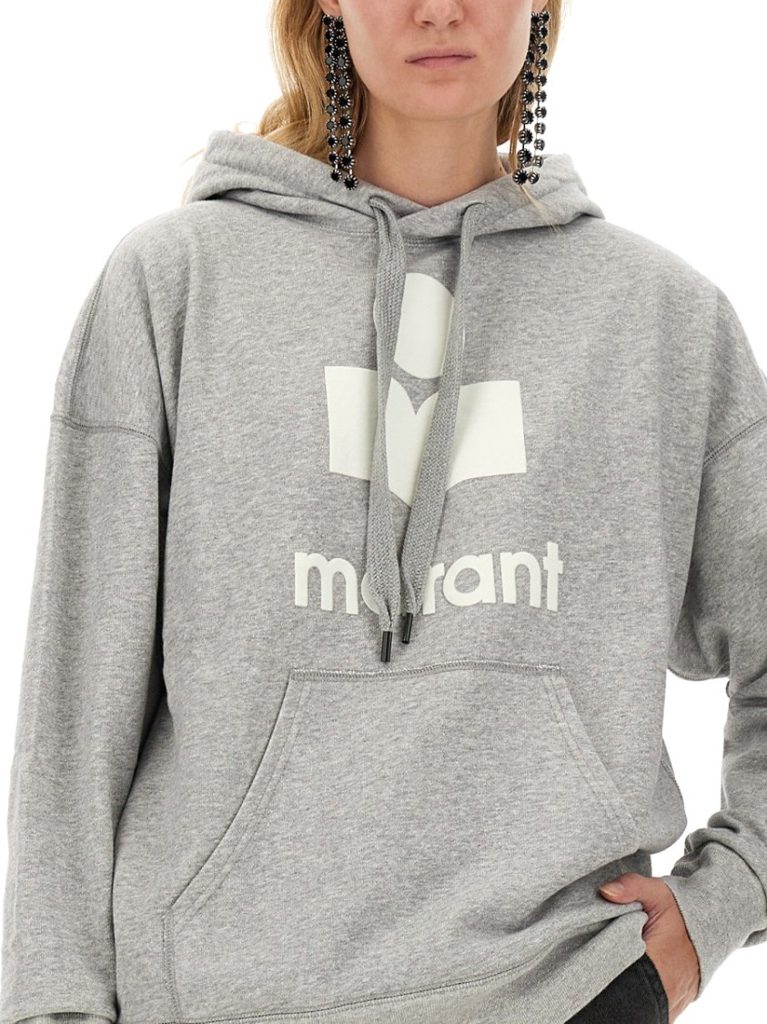 Isabel Marant Étoile Hooded Sweatshirt With Drawstring And Kangaroo Pocket In Gray