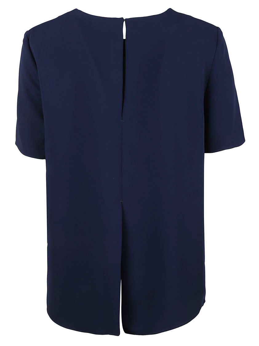 P.a.r.o.s.h Short Sleeves Back Splited Blouse In Blue