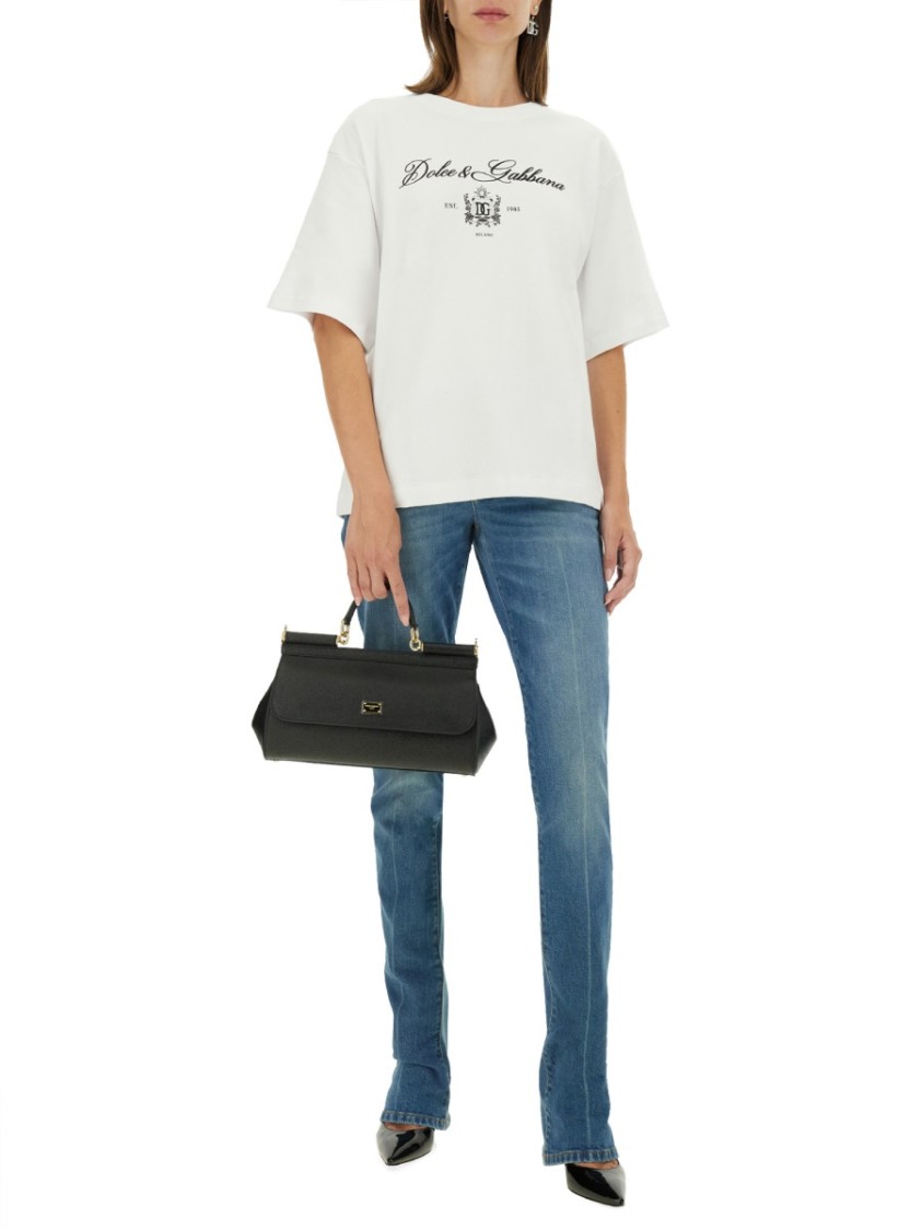 Dolce & Gabbana T-shirt With Lettering Logo In White