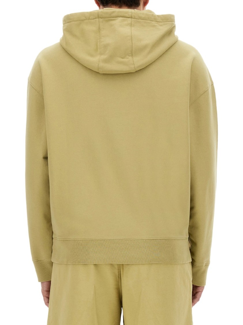 Shop Maison Kitsuné Relaxed Fit Hoodie With Embroidered Logo In Neutrals