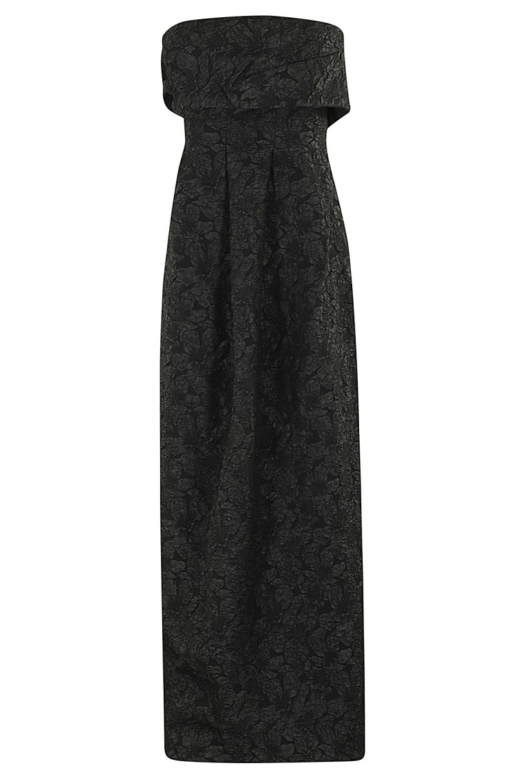 Shop Simkhai Ariana Sl Draped Gown Dress In Black
