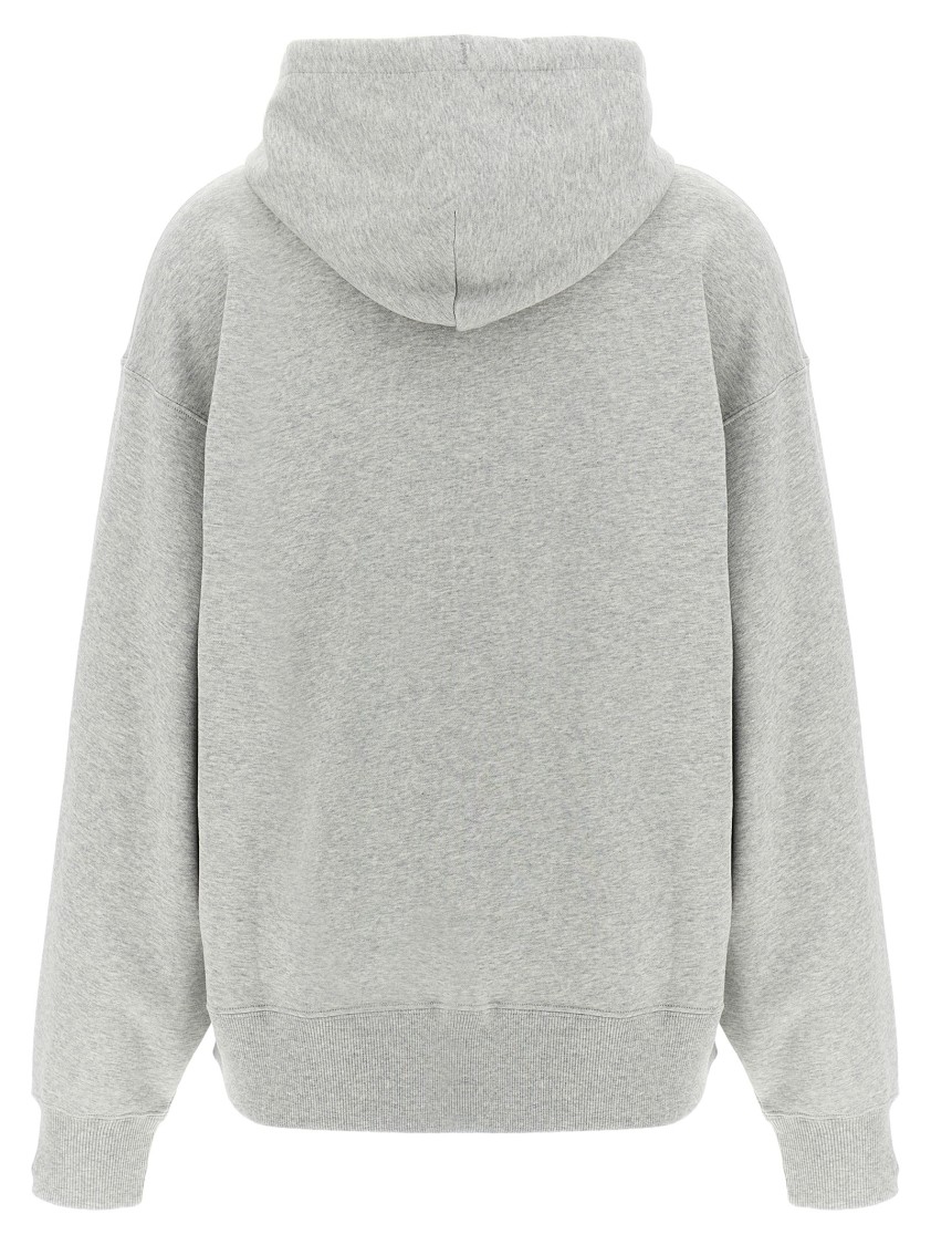 Stella Mccartney Brushed Cotton Hoodie With Front Logo Embroidery In Gray