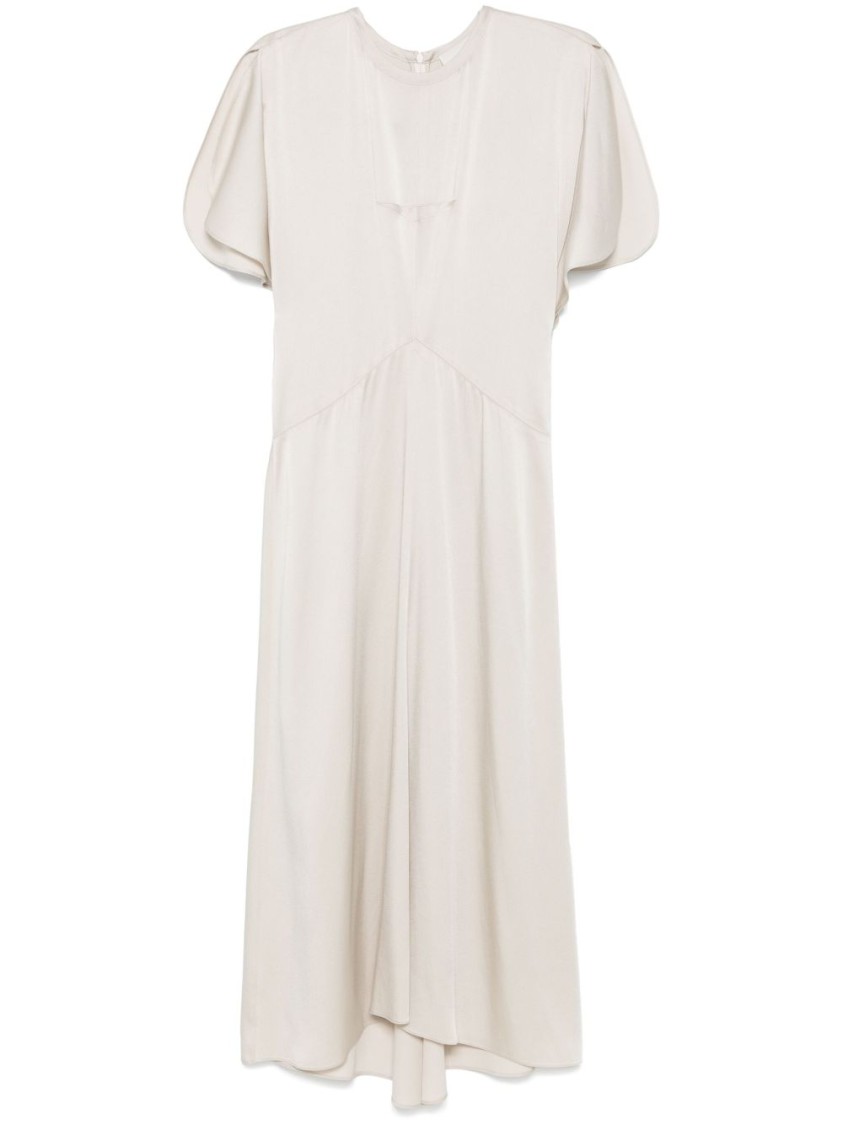 Isabel Marant Keany Midi Dress With Elegant Puff Sleeves In White