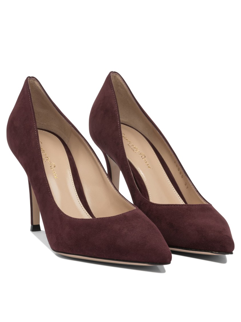Gianvito Rossi Pointed Toe Burgundy Suede Pumps In Burgundy