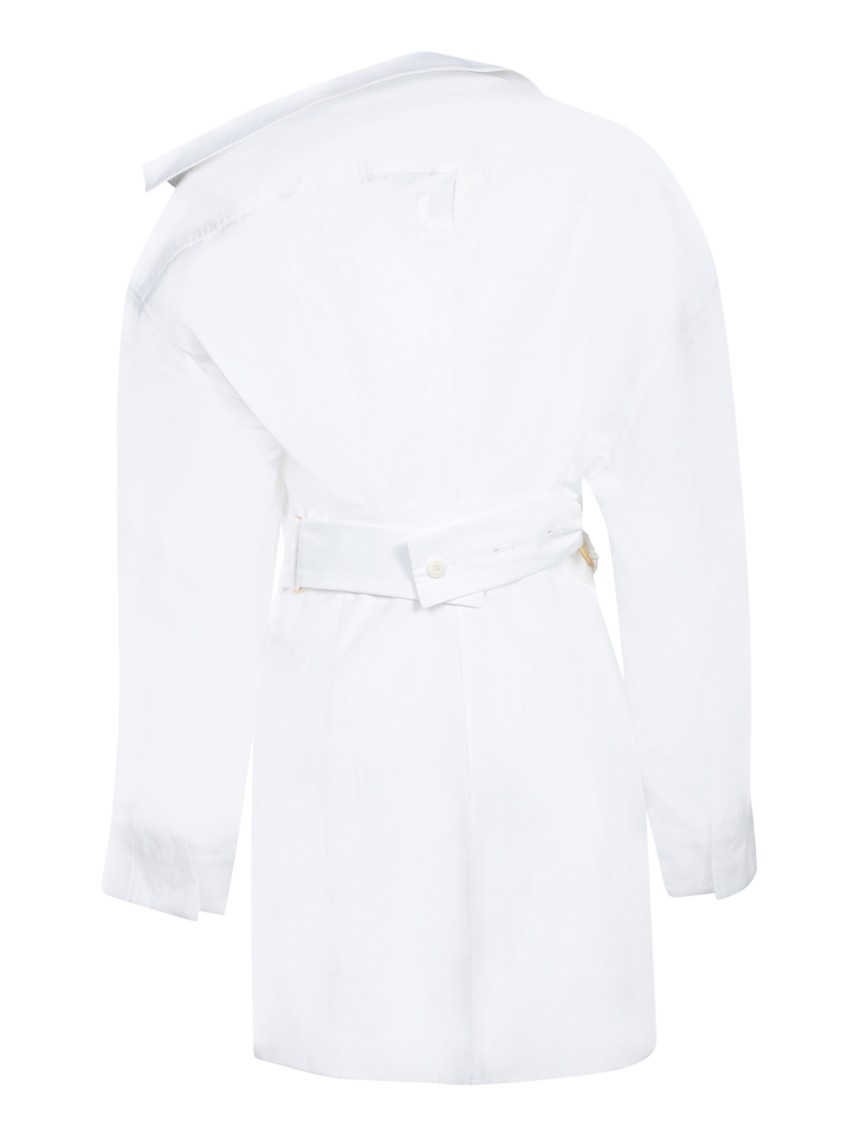 Shop Jacquemus Three-quarter Sleeve White Shirt Dress