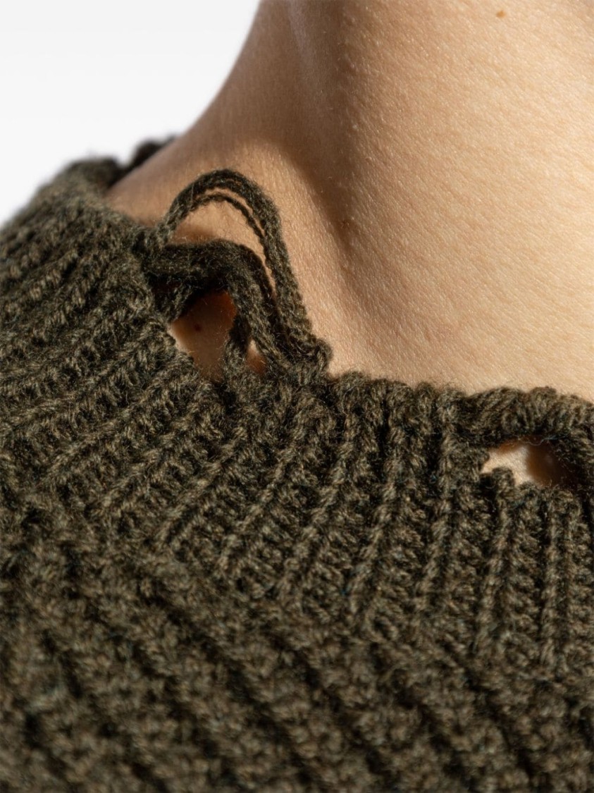 Dsquared2 Textured Knit Sweater With Cut-out Details And Relaxed Fit In Green