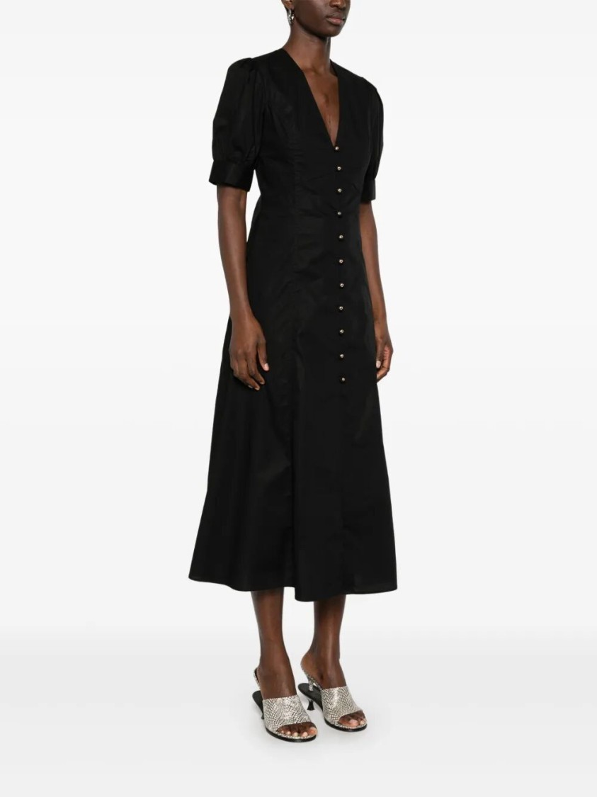 Twinset Twin-set Fitted Midi Dress With Deep V-neckline In Black