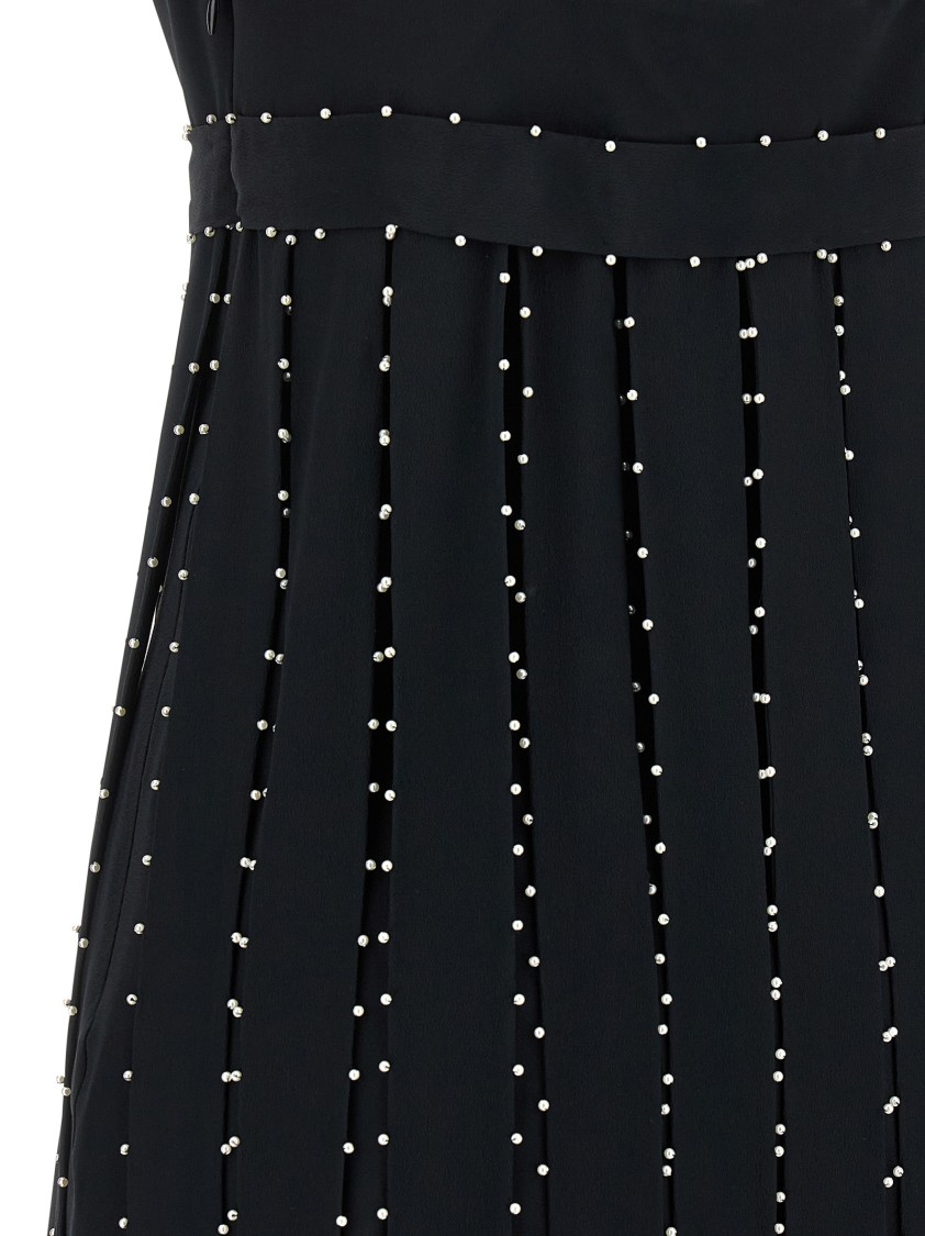 Giovanni Bedin Silk Blend Mini Dress With Pearl In Black