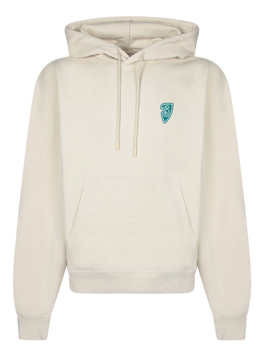 Burberry White Cotton Sweatshirt With Drawstring Hood In Neutrals