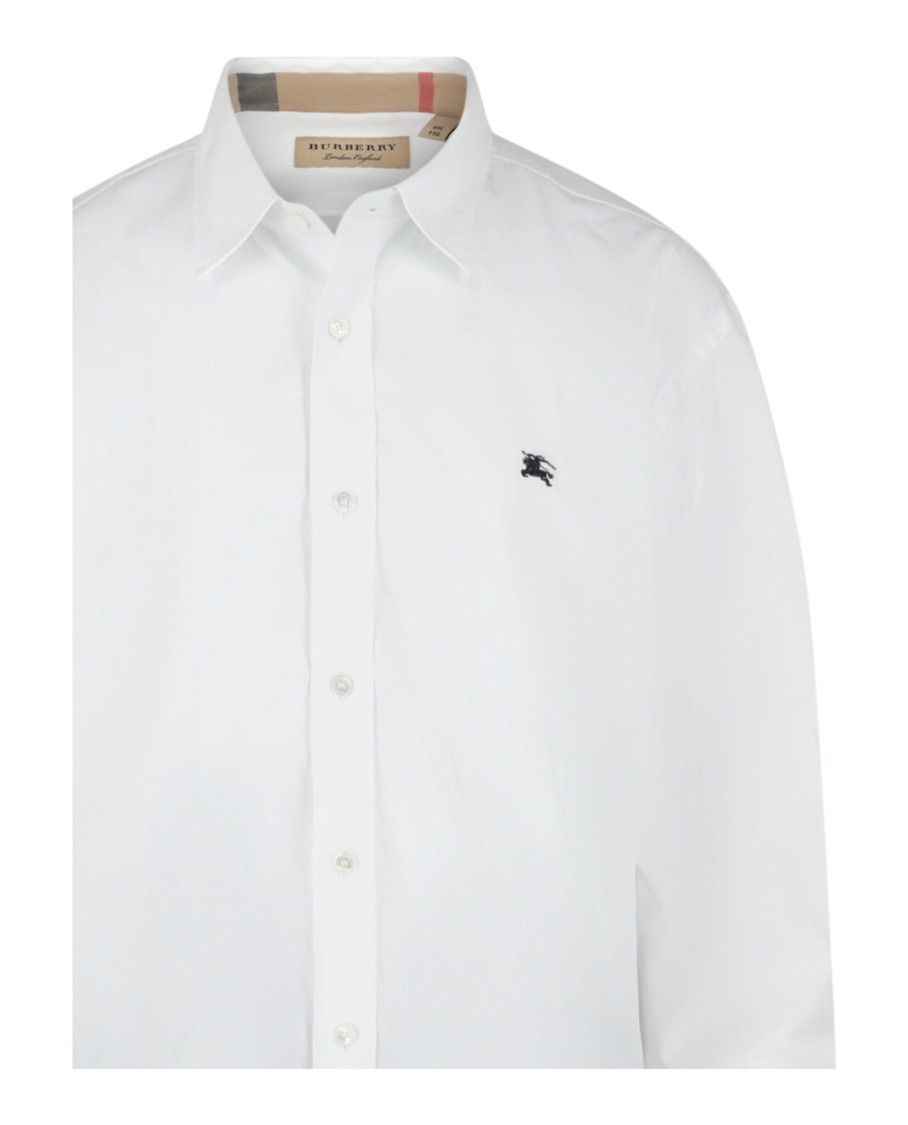 Burberry Stretch Cotton Poplin Shirt In White