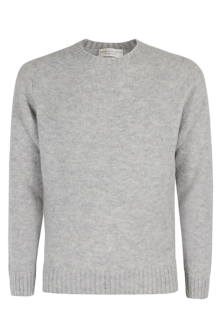 Filippo De Laurentiis Soft Wool Blend Crew Neck Pullover In Gray