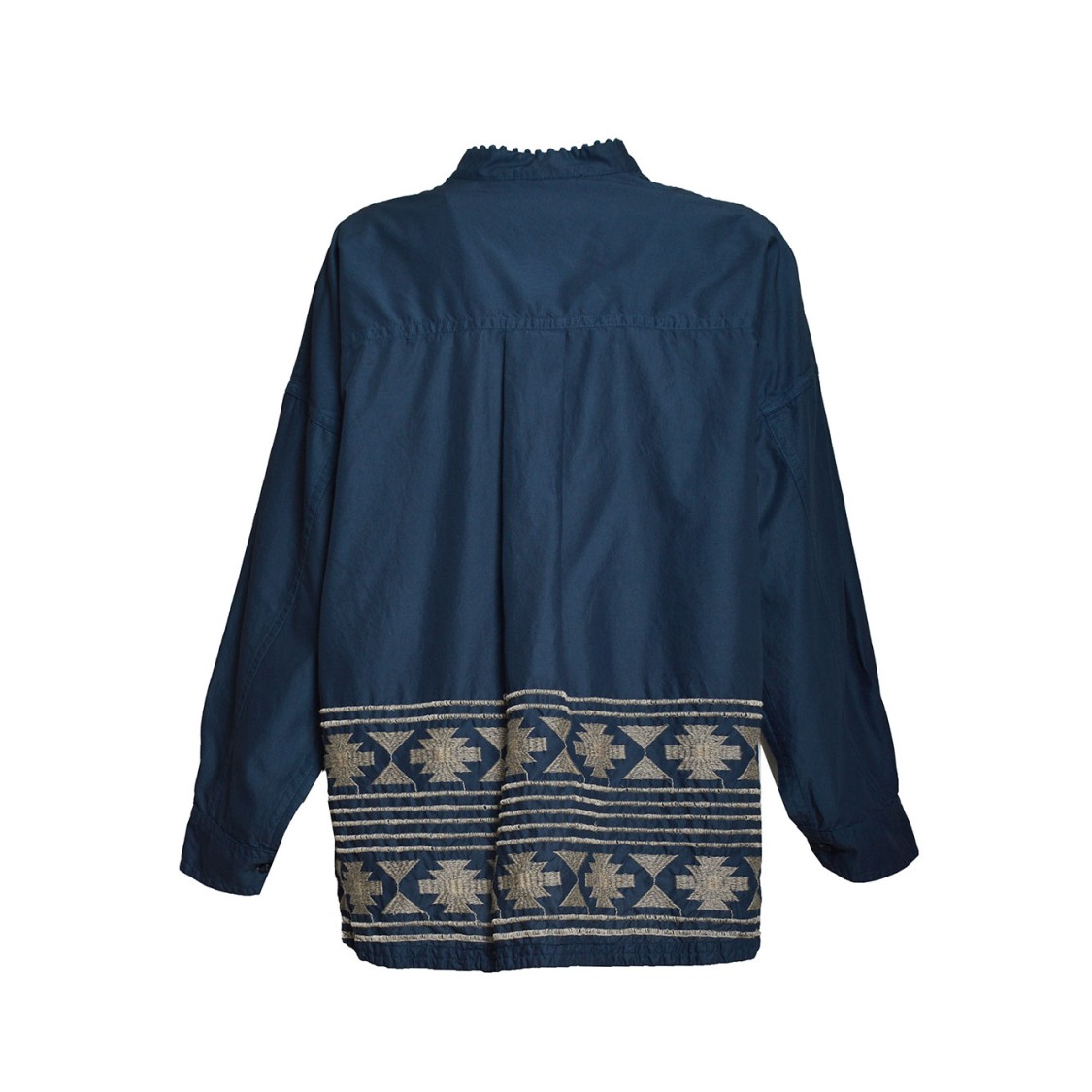 BAZAR DELUXE BAZAR DELUXE BLUE COTTON SHIRT WITH EMBROIDERY AND SEQUINS